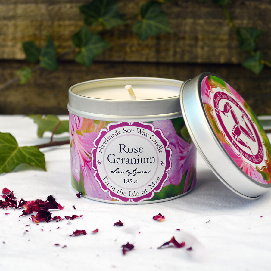 Rose Geranium Candle by Lovely Greens