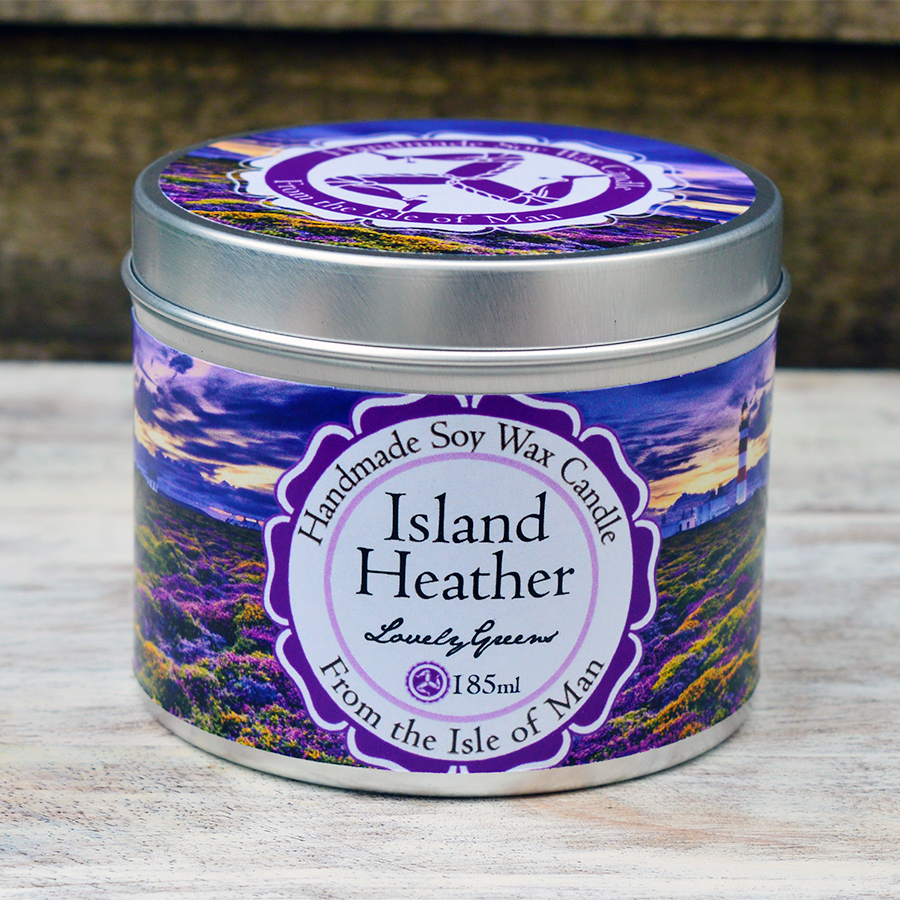 Island Heather Soy Wax Candle with fragrance evocative evening sunlight on heather and wildflowers