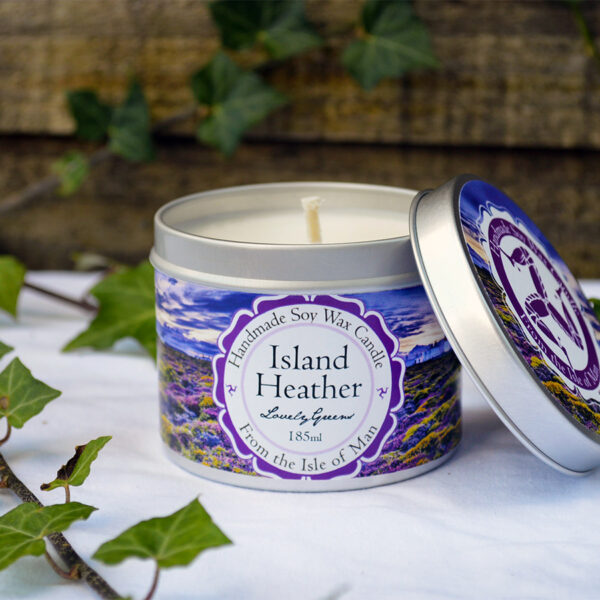 Island Heather Soy Wax Candle with fragrance evocative evening sunlight on heather and wildflowers